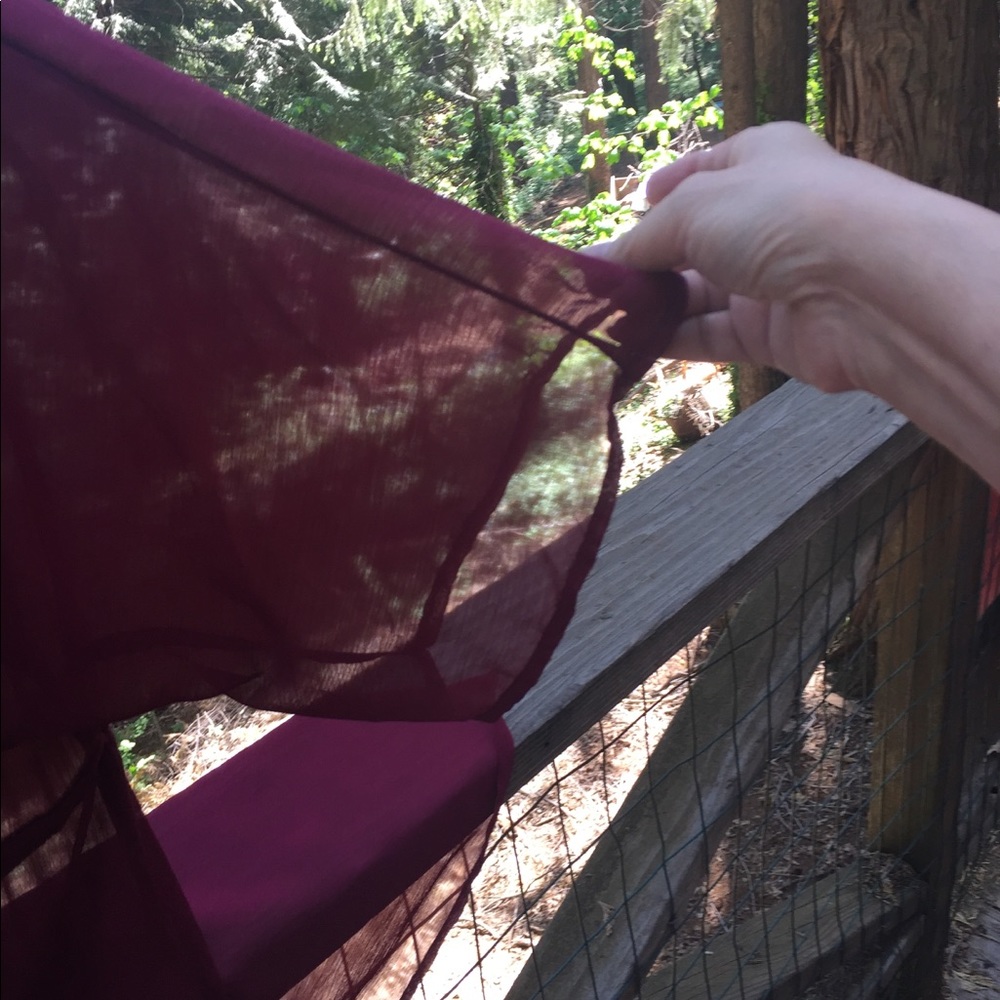 Time and Tru raspberry chiffon and lace duster burgundy jacket - Picture 7 of 11